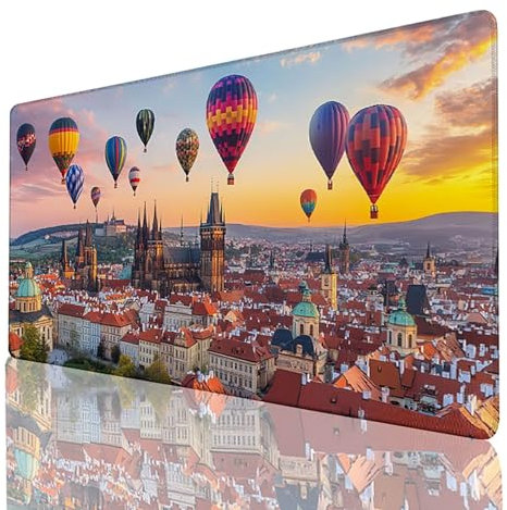 Mouse Pad Large Mouse Mat Gaming Mousepad, Color Mouse Pad 1200x600x3mm, Waterproof Anti-Slip Rubber Base Desk Mat Large xxl Mouse Pad, Desk Pad Keyboard Mat for Office and Home Hot Air Balloon 75-D-1
