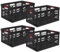 SomosTrade Klappbox 45L | Graphit - Rot | 54 x 28 x 37cm | mit Soft Touch Griffen | stabile Klappbox | Perfekte Aufbewahrung | (4 Klappbox - Graphit Rot)