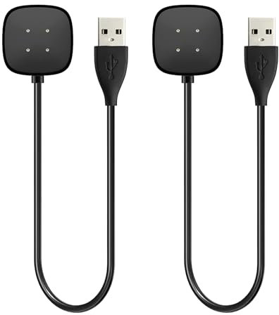 teasteam 2 Stück 1 m für Fitbit-Ladegerät, kompatibel mit Fitbit Versa 3/4 & Sense/Sense 2 Smartwatch, Ersatz-USB-Ladekabel für Versa 4/Versa 3//Sense 2/Sense