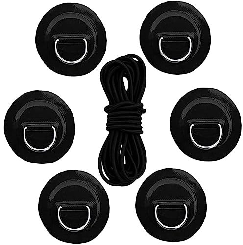 Toddmomy 1 Satz Surfbrett-seilschnalle Bungee Bausatz Ringe Reparaturset Für Schlauchboote Schwarzes Gummiband D-Ring-Patches Für Paddle-Board D-Ring-Patch Klein Kajak-d-Ring Emulsion Black