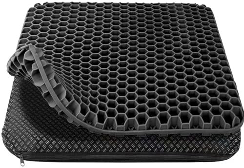 HSSGGV Cojin de Gel,Cojin Silla Oficina,Cojín antiescaras- Suave y cómodo con Funda extraíble, Adecuado para sillas de Oficina, Coches, sillas de Ruedas, sillas de Juego (Negro, 43 * 39 * 4)