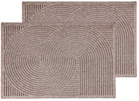 Fussmatte außen - Schmutzfangmatte wetterfest - rutschfeste Türmatte für Eingangsbereich & Balkon - strapazierfähige Fußmatte 2er Set 45x75 cm Sand