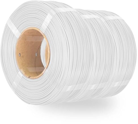 AzureFilm PLA Filament Nachfüllpackung 1,75 mm für 3D-Drucker, 1-kg-Spule – Kompatibel mit AzureFilm Master Spool und Bambu Reusable Spool (Weiß, 3 kg)