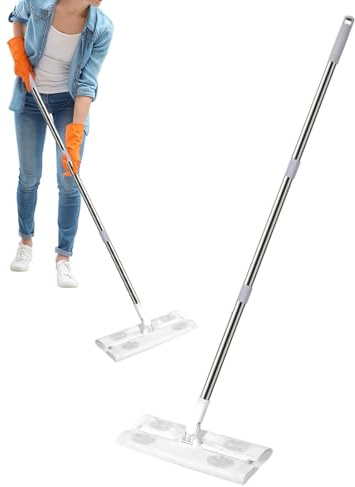 Flat Mop Removable Dust Remover and Scouring Wiper Reusable Hard Floor Flat Mop Office Commercial Household Dorm Ceiling Wood Laminate Tiles Kitchen Bathroom