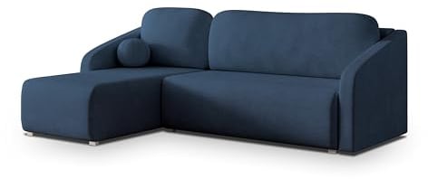Masseno Ecksofa MARELLO NV mit Schlaffunktion L-Form, Modern Sofa mit Bettkasten, Wohnzimmersofa, Couch, Soffa, Bettsofa, Couchgarnitur - Blau, Neve 77