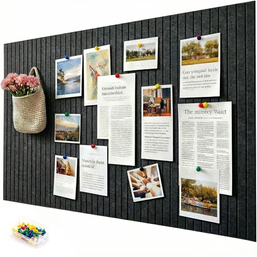 Filz Pinnwand Groß Selbstklebend, 60x40 cm Dekorative Pinnwand Memo Boards Bulletin Board, faltbare Fototafel Memotafeln Wanddekoration für Büro Küche, Schwarz