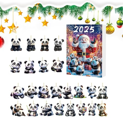 Christmas Calendar Advent 2D Acryl 2025 Weihnachten Panda Anhänger Kalender