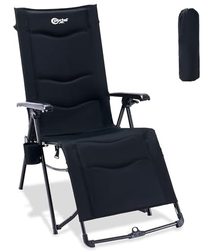 Portal Reclining Camping Chair Garden Chairs Sun Lounger Bundle-Fold Zero Gravity Chairs Heavy Duty 180kg Support Deck Chair with Leg Rest Adjustable Lounge Chair for Outdoor Patio Beach Indoor