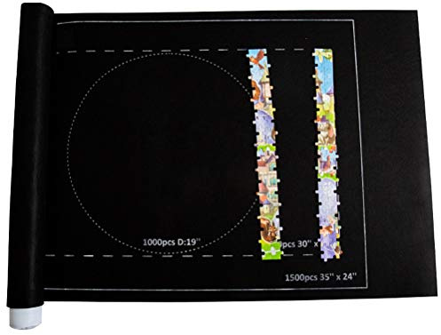 Nosqew Jigsaw Puzzle Storage Mat Felt Roll Up Puzzle Mat Travel Puzzle Blanket Large Portable Puzzle Mat for Home Travel Storage Holds Up to 3000 Pieces 66x117cm (Black)