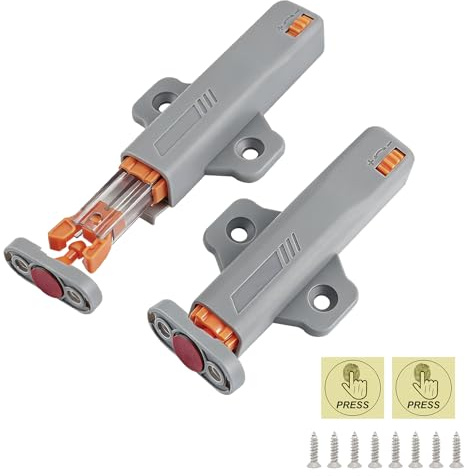 2 Stück Drucktüröffner Push to Open, Heavy Duty Push to Open Türöffner 30N Feder, Heavy Duty Schranktüröffner Druck mit Schnappverschluss Schloss, für Groß Schränke Küche Küchenschrank Schranktüren