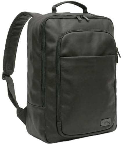 Crone Tokyo Herren Lederrucksack Echtleder, Matt Schwarz | Echtleder, Laptopfach, Business Rucksack, Daypack, Handgepäck