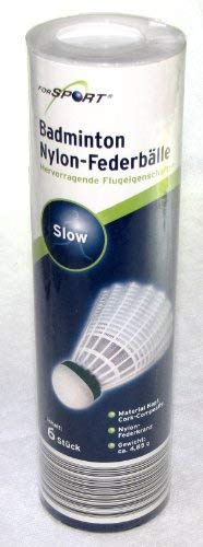 For Sport 6er Set Badminton Nylon Federbälle, Feder Bälle , slow inkl. Box
