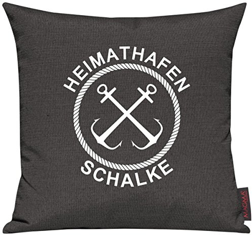 Shirtinstyle Sofakissen Heimathafen Schalke, Kissen, Meer, Heimatort, Stadt, Urlaub, Größe 40 x 40cm, Farbe Anthrazit