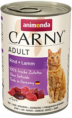 animonda Carny Carny Adult Katzenfutter, Nassfutter für ausgewachsene Katzen, Rind + Lamm, 6 x 400 g
