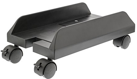 Eurosell - Premium Tower Rollwagen Rollwagen Computer Pc Desktop Ständer mit Rollen Universal Plastik Metall Schwarz Halter Halterung schwarz - ausziehbar Universal Computerständer