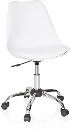 hjh OFFICE 742008 Retro Bürostuhl Fancy PRO Kunstleder Weiß Home-Office Drehstuhl höhenverstellbar
