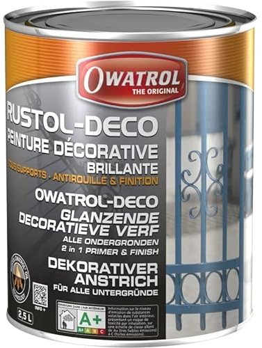 Owatrol Rustol Déco - Peinture de Finition antirouille Tous Supports 0,75 L, Blanc Pur - RAL 9010