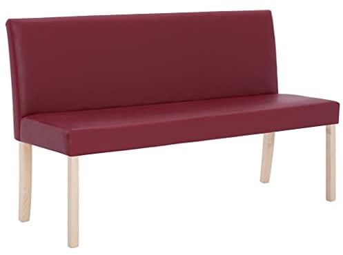 vidaXL Sitzbank mit Rückenlehne 139,5cm Polsterbank Esszimmerbank Wartebank Bank Lederbank Küchenbank Essbank Flurbank Wohnzimmer Weinrot Kunstleder