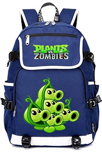 WANHONGYUE Plants vs. Zombies Game Cosplay Schoolbag Rucksack 15.6 Laptop Backpack with USB Charging Port Blue / 4