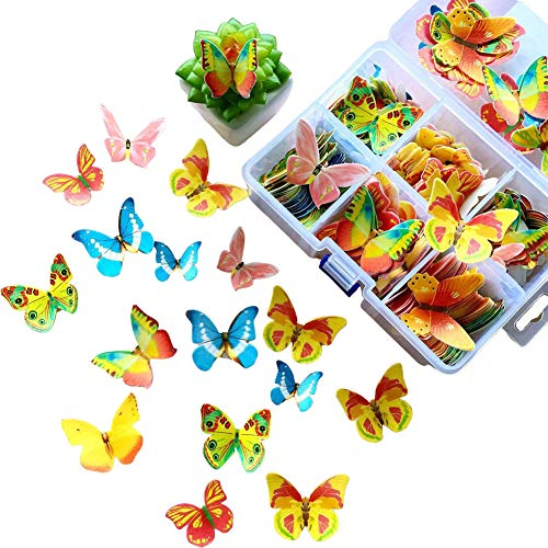 CANDeal 360 stücke Schmetterling Kuchen Dekoration essbare kuchendeckel niedlich Wafer Papier 3D Schmetterlinge kuchendeckel Dekoration für Cupcakes hochzeitstorten