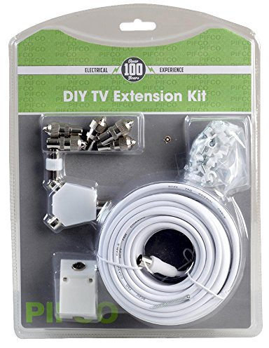 Pifco Kit d'extension de câble coaxial TV vers câble coaxial audio et vidéo Blanc 15 m