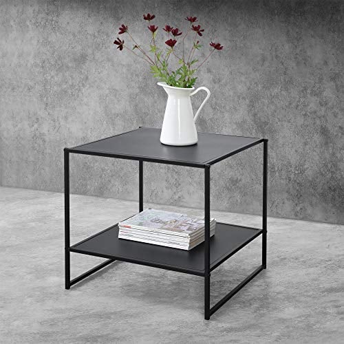 [en.casa] Beistelltisch Salsnes 51cm x 53cm x 51cm Couchtisch Sofatisch mit Ablage Kaffeetisch Nachttisch Metallgestell Schwarz