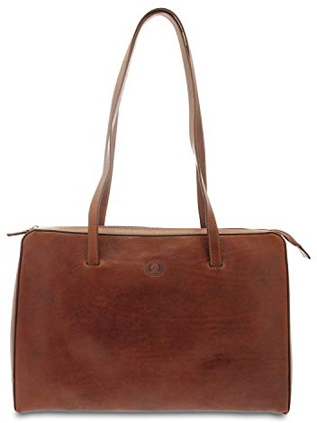 GIUDI ® - Damenhandtasche aus Rindsleder, klassisch, Schultertasche, Umhängetasche, Made in Italy, Echtleder (braun)