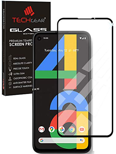 TECHGEAR Schutzfolie Schutzfolie kompatibel mit Google Pixel 4a - Displayschutzfolie aus gehärtetem Glas (2.5D Runde Kante) [9H Härte] [Crystal Clarity] [Kratzfest] [No-Bubbles]
