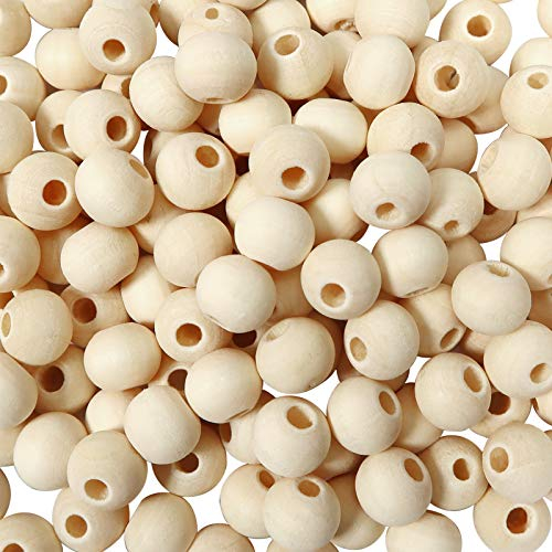 TOAOB 100 Stück Holzperlen Set Holzperlen zum Auffädeln Natur Holzkugeln mit Loch 8mm Runde Lose Spacer Perlen für Makramee Basteln DIY Schmuck Armband