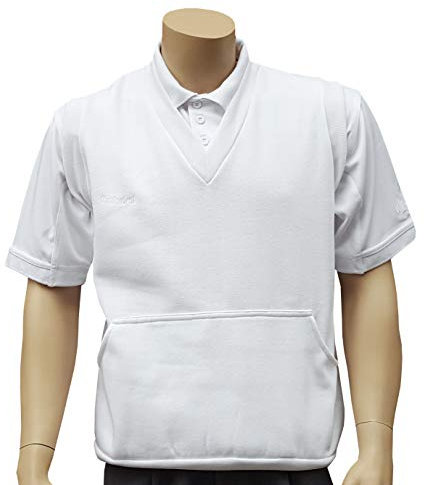 Cathedral Mens White Bowlers Bowling Jersey Fleece Slipover Tank Top Sleeveless Jumper Brushed Back Sweatshirt Fabric Soft And Warming For Indoor And Outdoor Lawn Flat Green Bowls (Small)