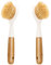 Lot de 2 brosses à Vaisselle de Cuisine avec Manche en Bambou - Grattoir intégré - Brosse à récurer pour poêles, casseroles, éviers de Cuisine, Vaisselle et Nettoyage Parfaits - Blanc