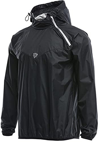 scosao Veste de Sauna Vetements de Sudation Homme Amincissante, Costume Sauna Capuche Survetement Sudation Perte De Poids pour Gym Boxing Minceur Exercices Haltérophilie,Black,3XL