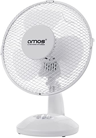 AMOS 9 Inch Table Desk Fan Oscillating Desktop 2 Speed Adjustable Tilt Portable Air Cooling Home Office Fan
