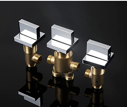 AFUDER Rubinetto per vasca idromassaggio a cascata in ottone cromato 3 pezzi Set tre maniglie Rubinetto per acqua calda e fredda Vasca da bagno a 2 vie Miscelatore Miscelatore Rubinetto per bagno