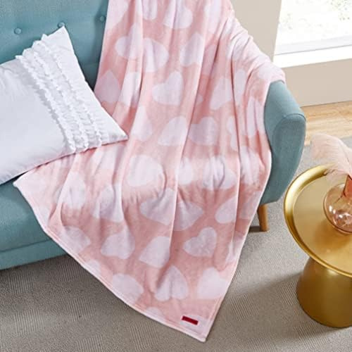 Betsey Johnson - Throw Blanket, Buttery-Soft Throw Blanket for Couch or Bed, Boldly Plush & Oversized Bedding (Dotted Heart Pink, 50 x 70)