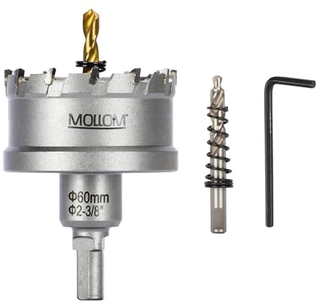 Mollom (60mm | 2-3/8'') Seghe a tazza in carburo pesante con 2 punte pilota, taglia acciaio inossidabile, acciaio dolce, ferro, rame, ottone, plastica