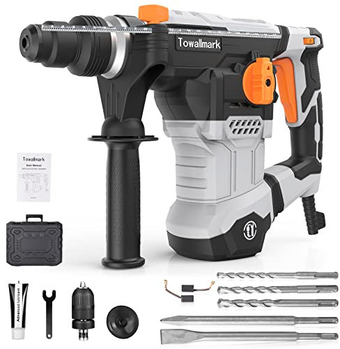 Martello Perforatore 1500W 7J 4 Funzioni in 1 Pulsante, Towallmark RH01 Martello Demolitore 0-920 giri/min, SDS Plus Martello Perforatore per Cemento Armato, Muratura, Piastrelle