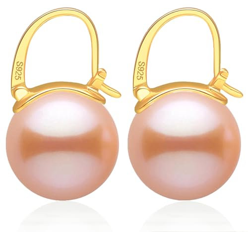 Huge Tomato Perlenohrringe, Ohrhänger mit Perlen, 14mm große Perlenohrringe mit Sterlingsilber, 14K Gold überzogener Verschluss, elegantes Geschenk für Frauen