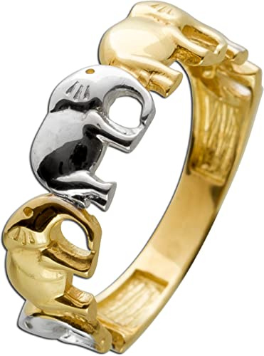 Ch.Abramowicz Elefanten Ring Gelbgold Weißgold 333 8 Karat 17