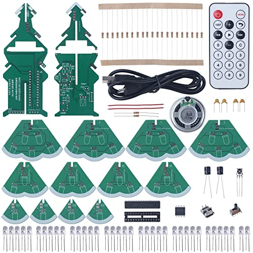 MiOYOOW Weihnachtsbaum Elektronik Kit, Flash Schaltkreis DC 4,5 V-5,5 V Musik Weihnachtsbaum mit Weihnachtsstimme für DIY Elektronik Enthusiasten