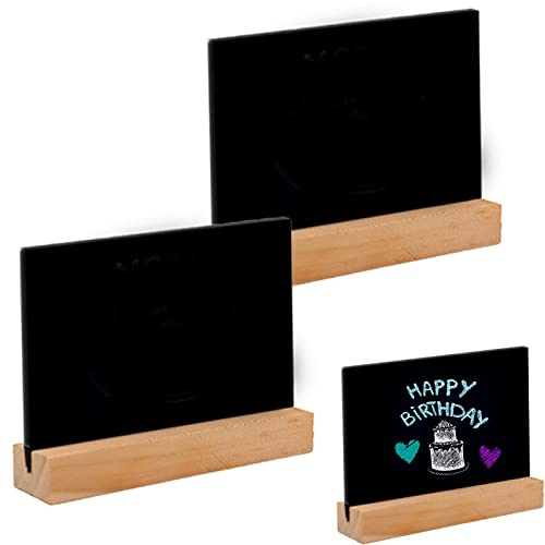 VIEVRE 2 Stücke Kreidetafel Klein, Mini Kreidetafel, Tafel mit Stand Kleine Tafeln zum Beschriften, Holzschilder zum Beschriften, für Hochzeit Abschlussfeier Geburtstag Bar und Party Dekoration