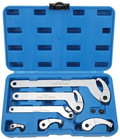 Juego de Herramientas de Llave de Gancho Y Llave de Pasador Ajustable 8 Piezas Llave de Pasador de Gancho Ajustable 35-120 Mm Juego de Herramientas de Llave de Cabeza Redonda con Gancho en C para Moto