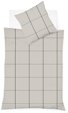 Fleuresse Lech Edelflanell Bettwäsche 240x220 Karo steingrau Silber 604311-11