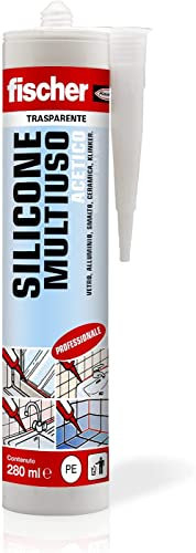 Silicone acetico Fischer 9219 Trasparente ml280 - Silicone sigillante multiuso monocomponente antimuffa