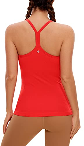 CRZ YOGA Damen Sport Tank Top Racerback Ärmelloses Shirt Sommer Leichte Yoga Tops Elastische Fitness Oberteile Dunkelrot 40