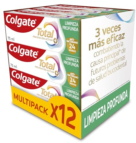 Colgate Total Prävention Aktive Tiefenreinigung Zahnpasta 75 ml | 3 mal + effektiv gegen die Hauptursache * der häufigsten Mundprobleme | 24 Stunden antibakterieller Schutz ²