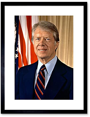 Artery8 39th US President Jimmy Carter Official Portrait Photo Artwork Framed Wall Art Print 9X7 Inch