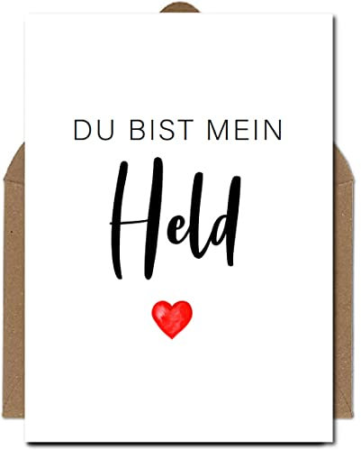 The Life Barn Postkarte mit Umschlag Du bist mein Held Dankeskarte Pfleger und Betreuer