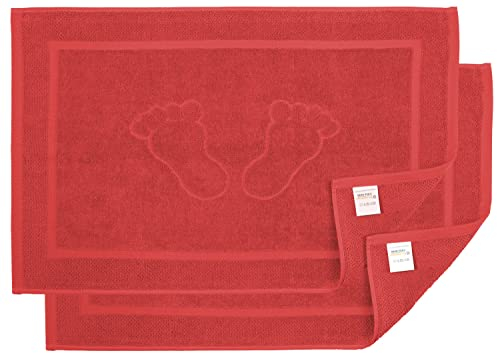 BANANALU 2 Stück Badvorleger Badematte Qualität 100% Baumwolle, Rot (1547), 50x70cm, 700g/m2