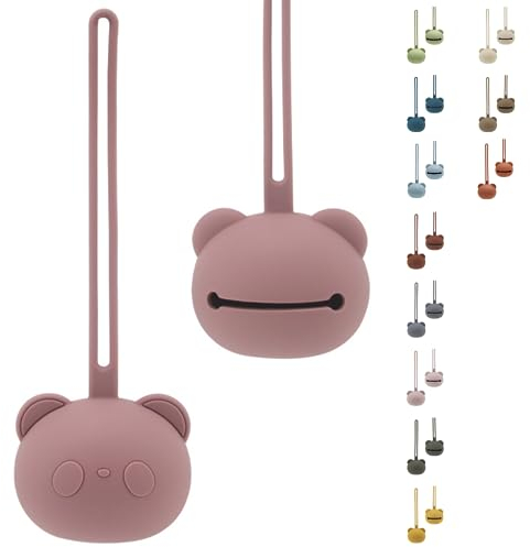 CAJA Schnullerbox Silikon | Schnulleraufbewahrung | Panda Design | BPA-frei | Sichere Aufbewahrung für Schnuller | Hochwertige Baby Zubehör für Kleinkinder & Babys (deep pink)
